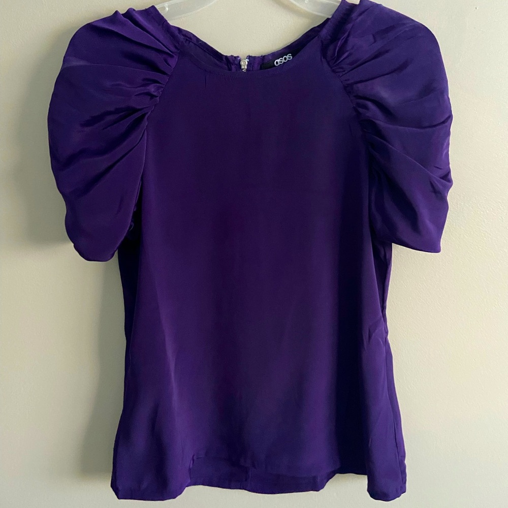 Plum ASOS Ruffle Sleeve Blouse - Picture 1 of 4